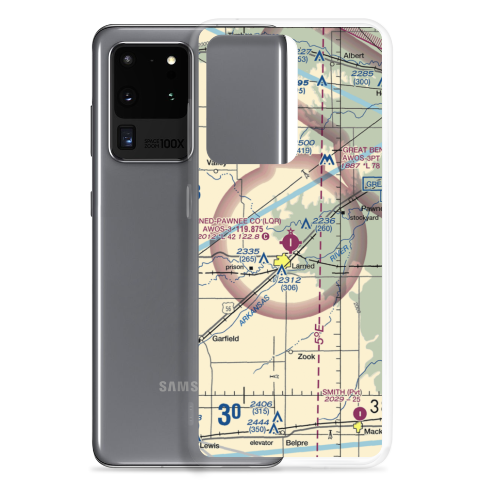 Larned Pawnee County Airport (LQR) VFR Sectional Samsung Case Samsung Galaxy S20 Ultra model shown