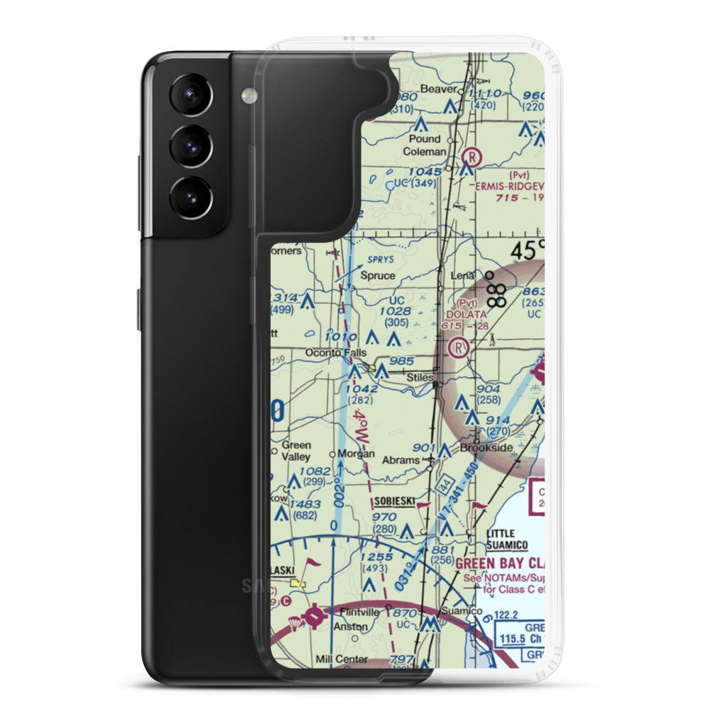 Larson Studio Airport (WI20) VFR Sectional Samsung Case Samsung Galaxy S21 Plus model shown