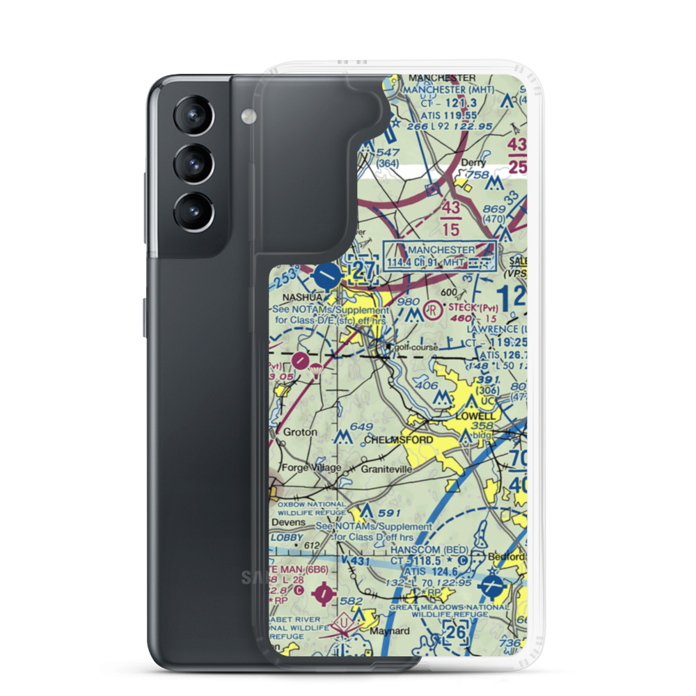 Larson's Seaplane Base (MA74) VFR Sectional Samsung Case Samsung Galaxy S21 model shown