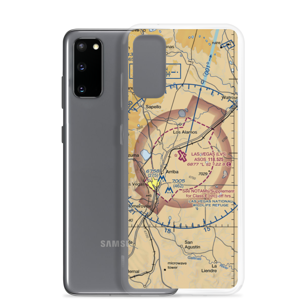 Las Vegas Municipal Airport (LVS) VFR Sectional Samsung Case Samsung Galaxy S20 model shown