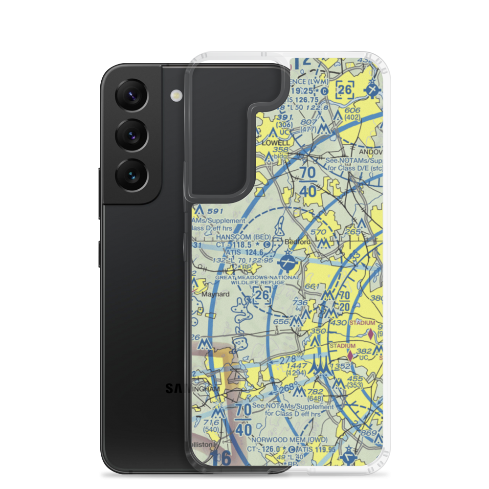 Laurence G Hanscom Field (BED) VFR Sectional Samsung Case Samsung Galaxy S22 model shown