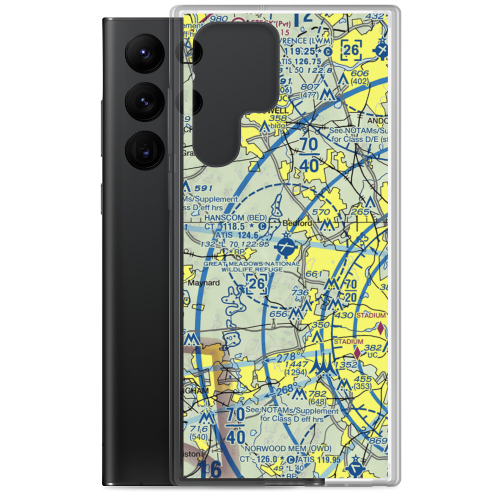 Laurence G Hanscom Field (BED) VFR Sectional Samsung Case Samsung Galaxy S22 Ultra model shown