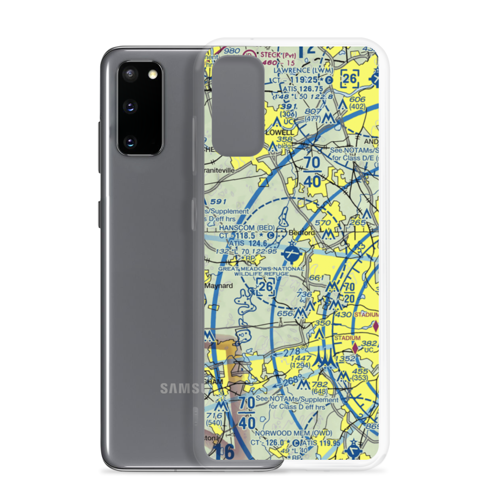 Laurence G Hanscom Field (BED) VFR Sectional Samsung Case Samsung Galaxy S20 model shown