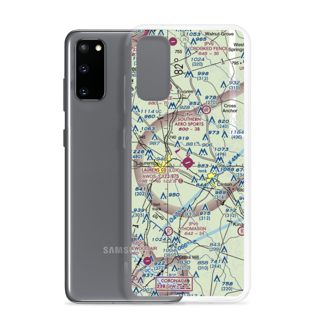 Laurens County Airport (LUX) VFR Sectional Samsung Case Samsung Galaxy S20 model shown