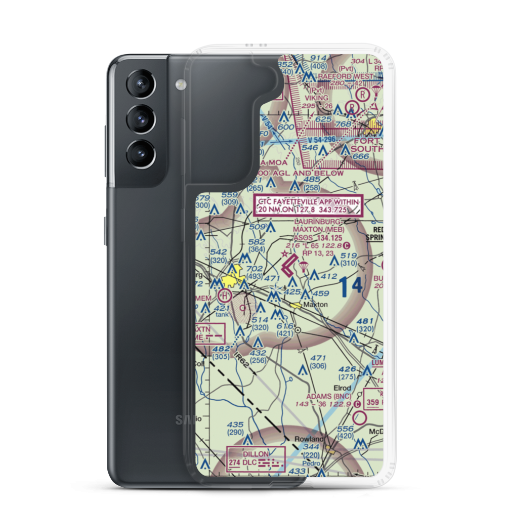 Laurinburg Maxton Airport (MEB) VFR Sectional Samsung Case Samsung Galaxy S21 model shown