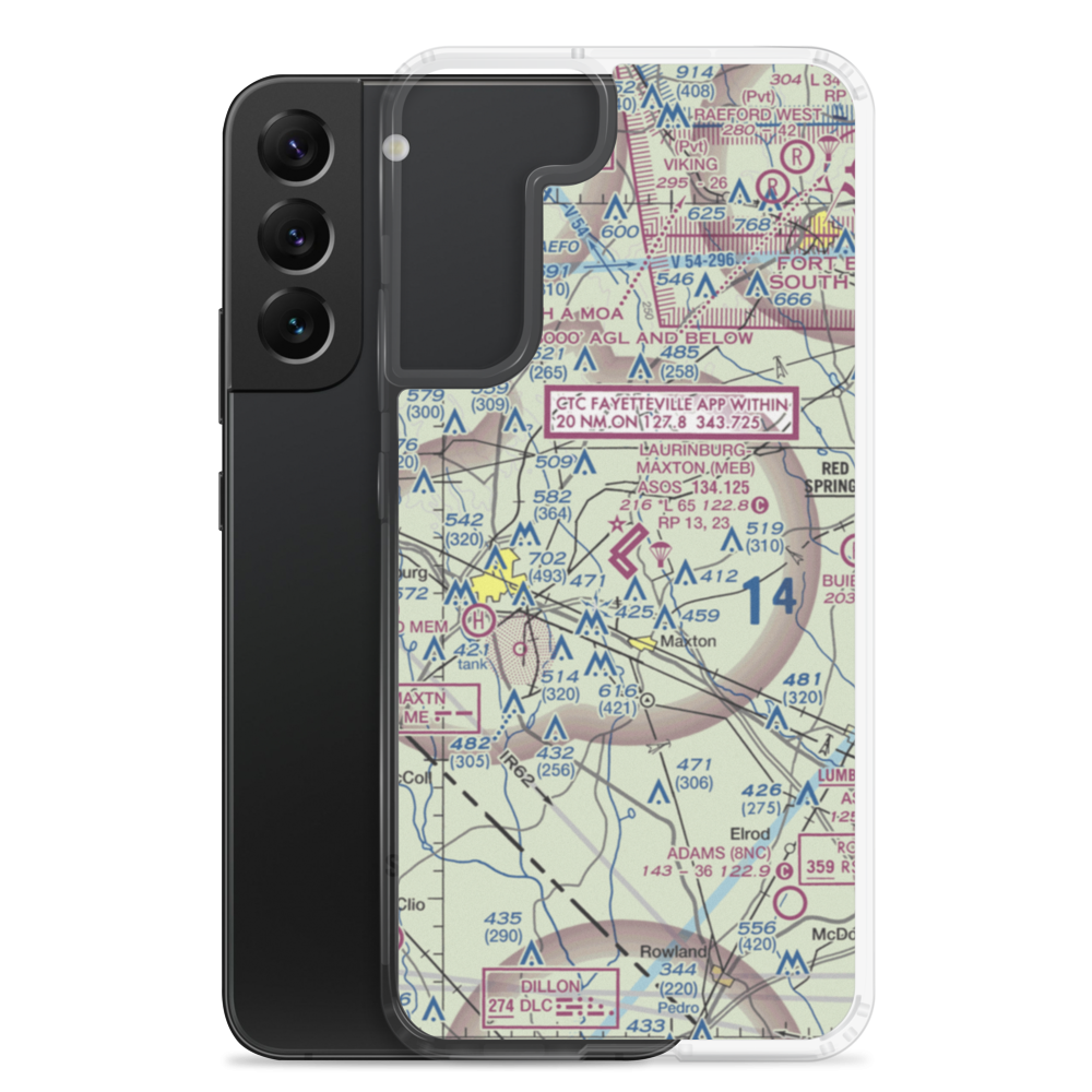 Laurinburg Maxton Airport (MEB) VFR Sectional Samsung Case Samsung Galaxy S22 Plus model shown