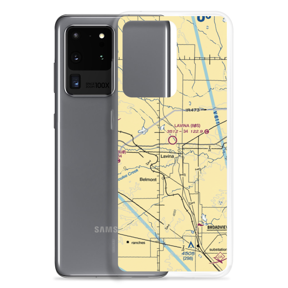 Lavina Airport (80S) VFR Sectional Samsung Case Samsung Galaxy S20 Ultra model shown