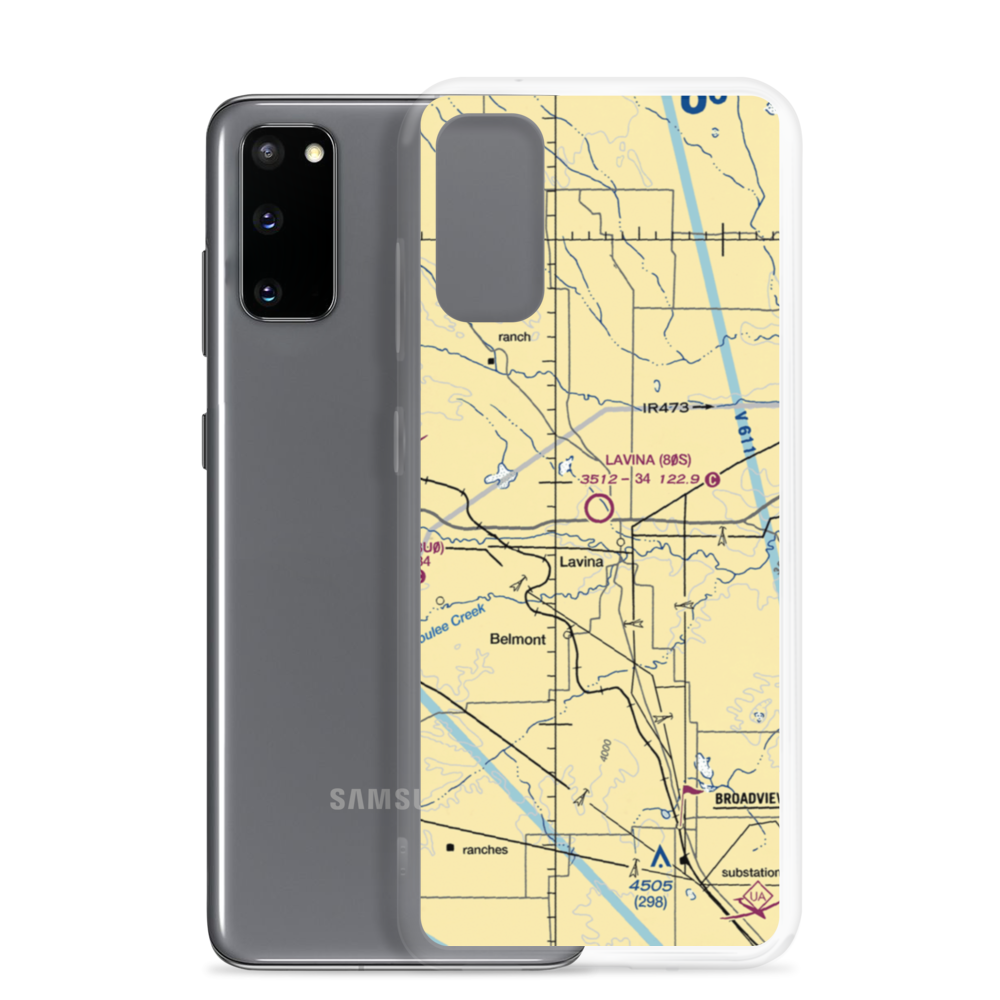 Lavina Airport (80S) VFR Sectional Samsung Case Samsung Galaxy S20 model shown