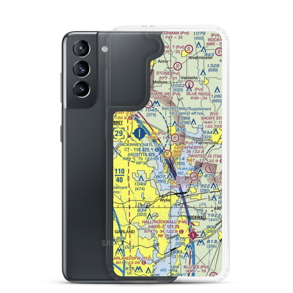 Lavon North Airport (46TS) VFR Sectional Samsung Case Samsung Galaxy S21 model shown