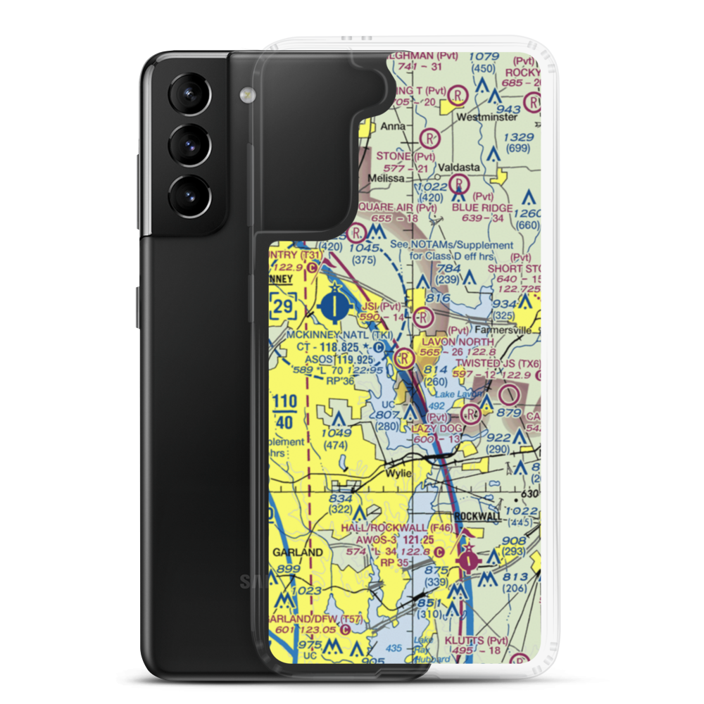 Lavon North Airport (46TS) VFR Sectional Samsung Case Samsung Galaxy S21 Plus model shown