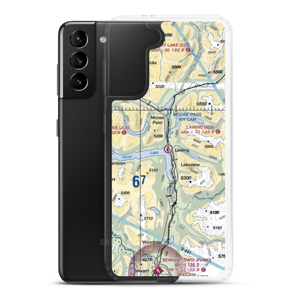 Lawing Airport (9Z9) VFR Sectional Samsung Case Samsung Galaxy S21 Plus model shown