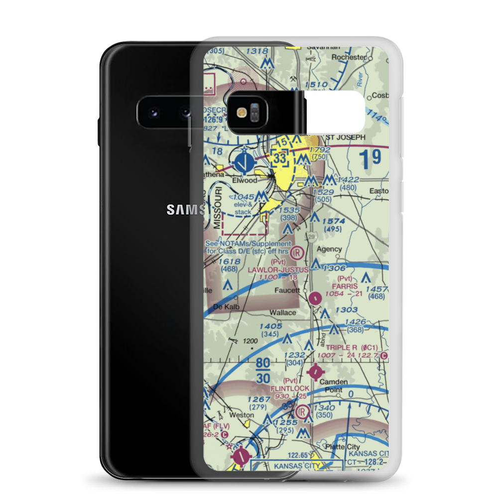 Lawlor-Justus Airport (9MO3) VFR Sectional Samsung Case Samsung Galaxy S10 model shown