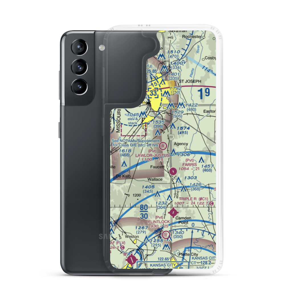 Lawlor-Justus Airport (9MO3) VFR Sectional Samsung Case Samsung Galaxy S21 model shown