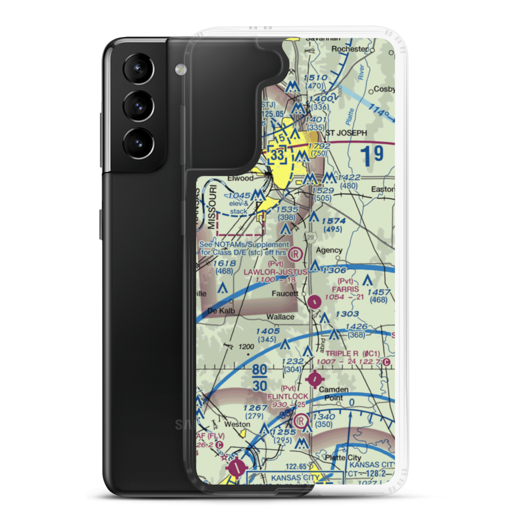 Lawlor-Justus Airport (9MO3) VFR Sectional Samsung Case Samsung Galaxy S21 Plus model shown