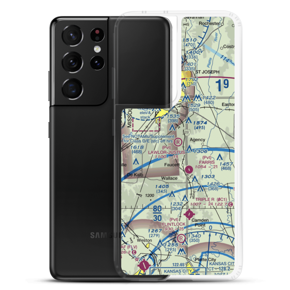 Lawlor-Justus Airport (9MO3) VFR Sectional Samsung Case Samsung Galaxy S21 Ultra model shown