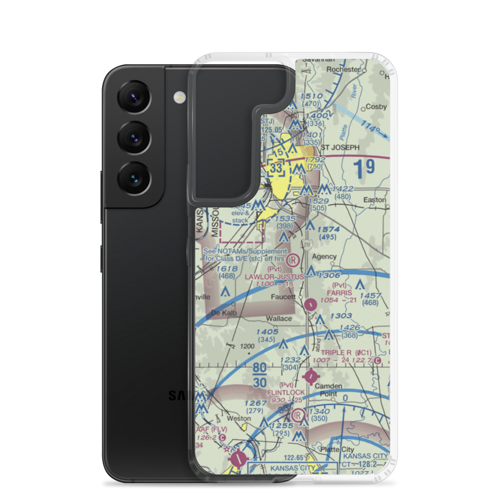 Lawlor-Justus Airport (9MO3) VFR Sectional Samsung Case Samsung Galaxy S22 model shown