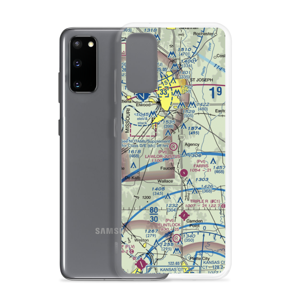 Lawlor-Justus Airport (9MO3) VFR Sectional Samsung Case Samsung Galaxy S20 model shown