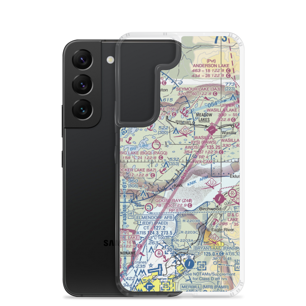Lawrence Airstrip (55AK) VFR Sectional Samsung Case Samsung Galaxy S22 model shown