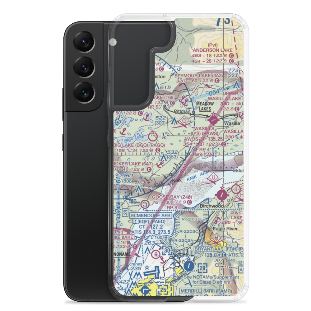 Lawrence Airstrip (55AK) VFR Sectional Samsung Case Samsung Galaxy S22 Plus model shown