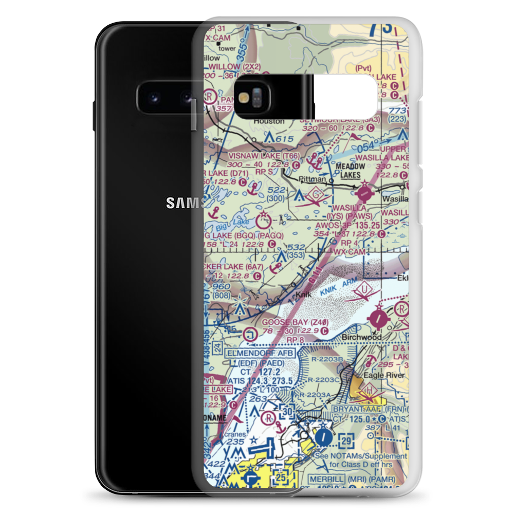 Lawrence Airstrip (55AK) VFR Sectional Samsung Case Samsung Galaxy S10+ model shown