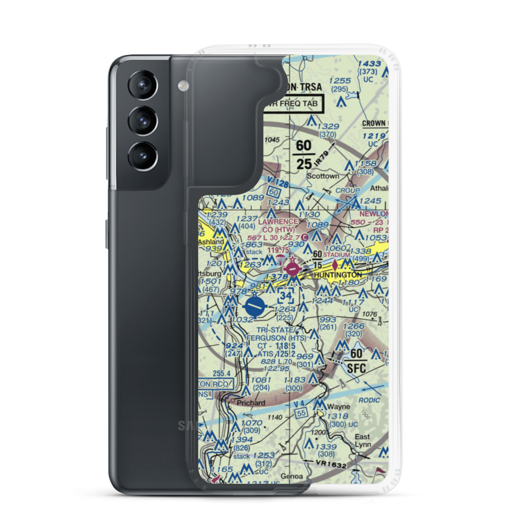 Lawrence County Airpark (HTW) VFR Sectional Samsung Case Samsung Galaxy S21 model shown