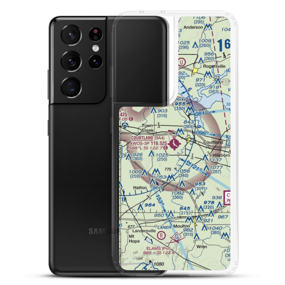 Lawrence County Airport (9A4) VFR Sectional Samsung Case Samsung Galaxy S21 Ultra model shown