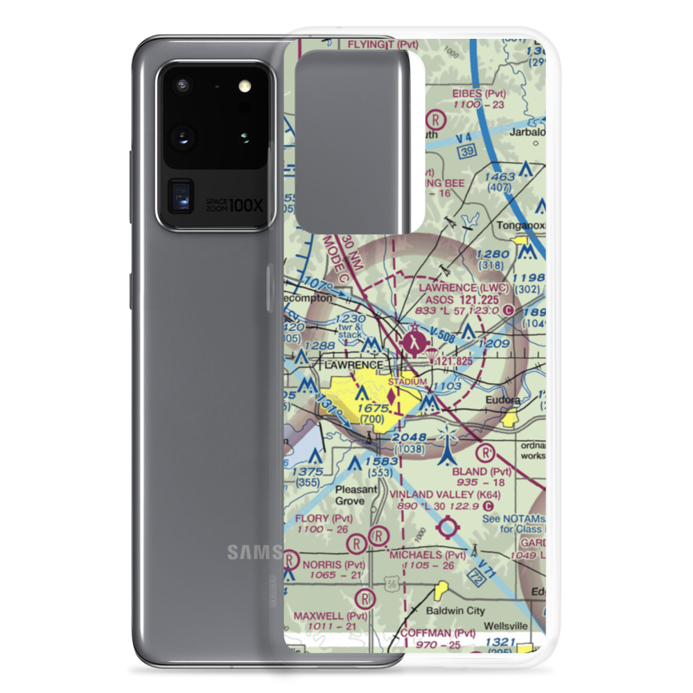 Lawrence Municipal Airport (LWC) VFR Sectional Samsung Case Samsung Galaxy S20 Ultra model shown