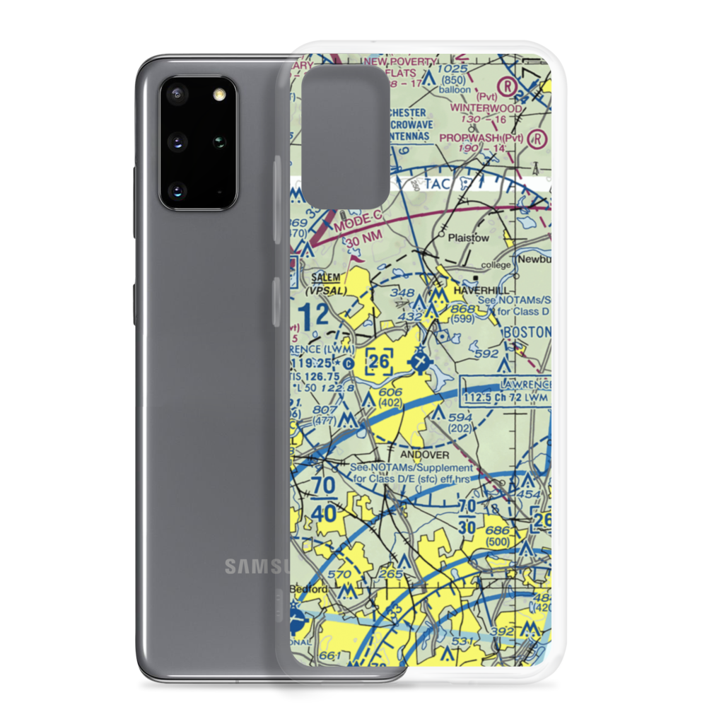Lawrence Municipal Airport (LWM) VFR Sectional Samsung Case Samsung Galaxy S20 Plus model shown