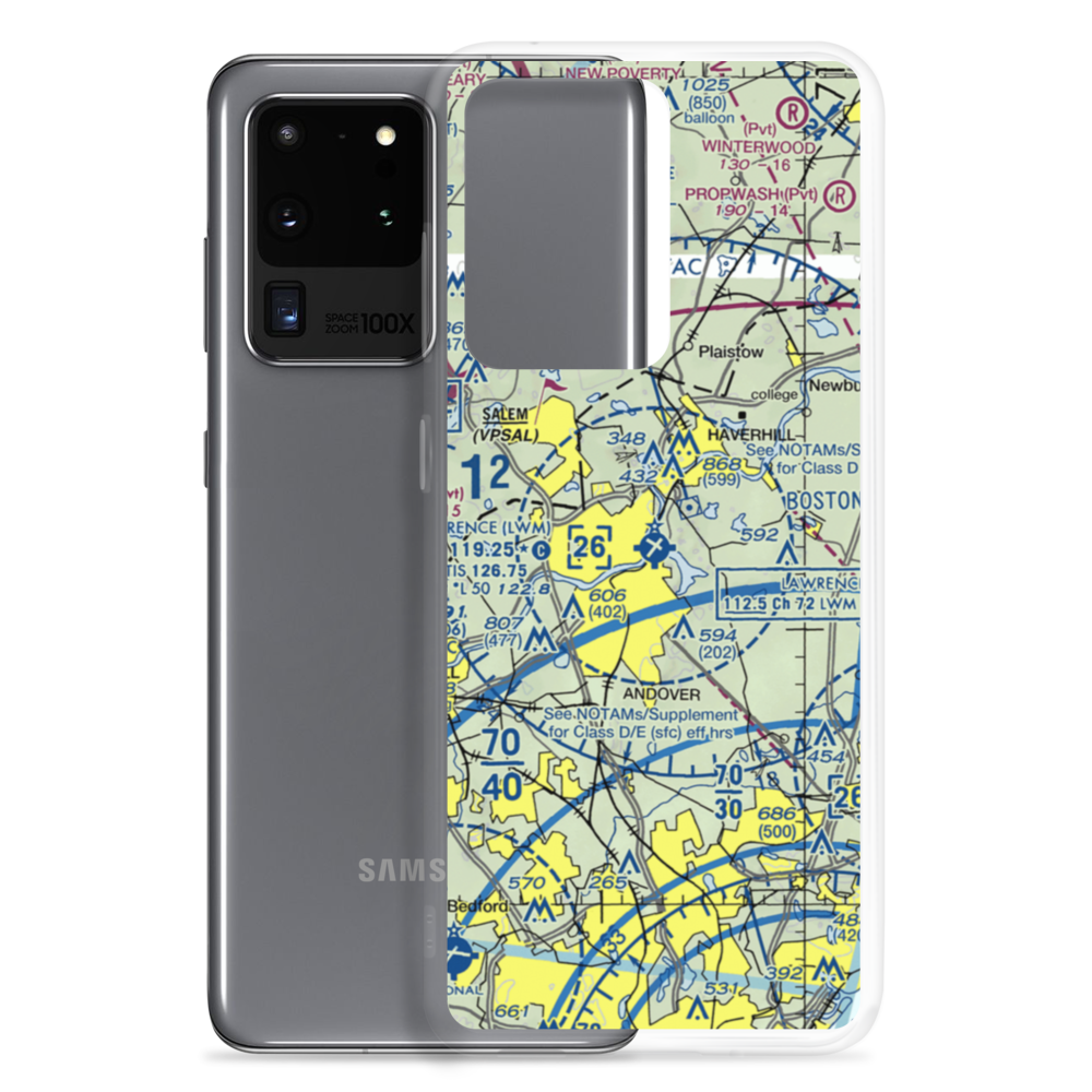 Lawrence Municipal Airport (LWM) VFR Sectional Samsung Case Samsung Galaxy S20 Ultra model shown