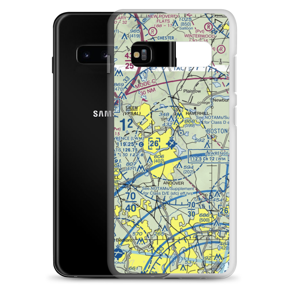 Lawrence Municipal Airport (LWM) VFR Sectional Samsung Case Samsung Galaxy S10+ model shown