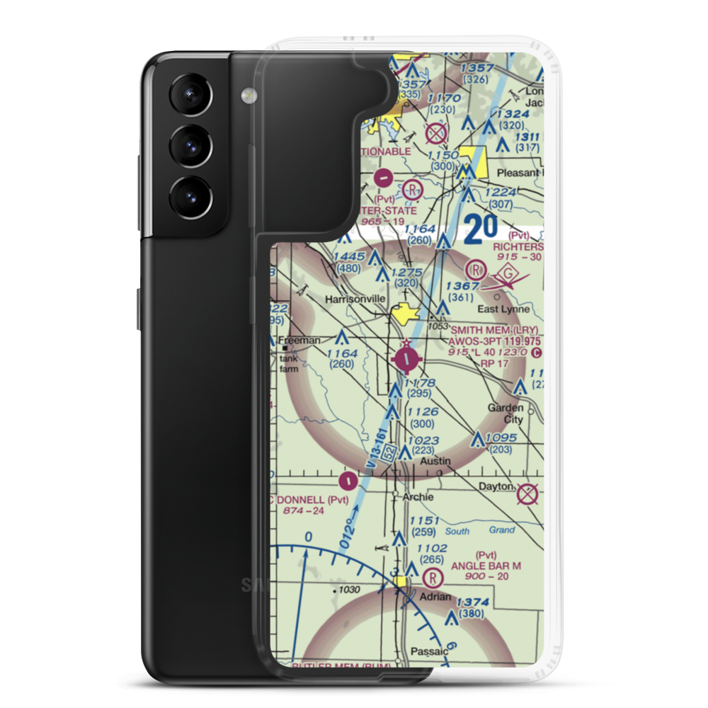 Lawrence Smith Memorial Airport (LRY) VFR Sectional Samsung Case Samsung Galaxy S21 Plus model shown
