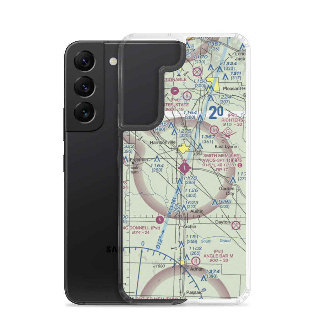 Lawrence Smith Memorial Airport (LRY) VFR Sectional Samsung Case Samsung Galaxy S22 model shown