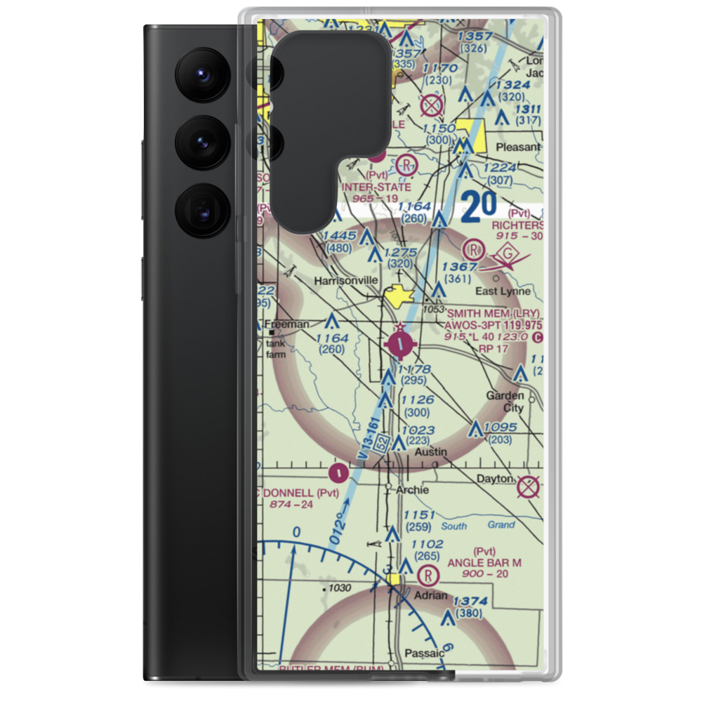 Lawrence Smith Memorial Airport (LRY) VFR Sectional Samsung Case Samsung Galaxy S22 Ultra model shown
