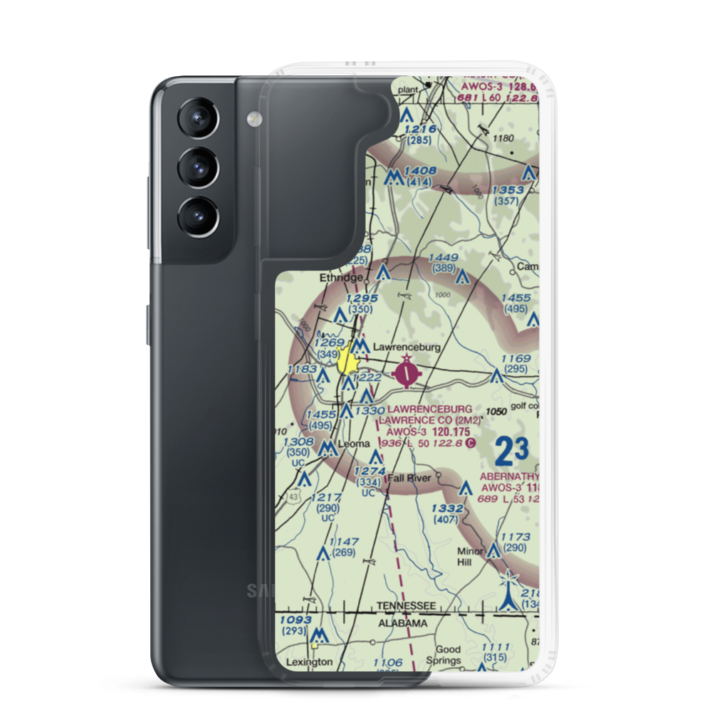 Lawrenceburg Lawrence County Airport (2M2) VFR Sectional Samsung Case Samsung Galaxy S21 model shown