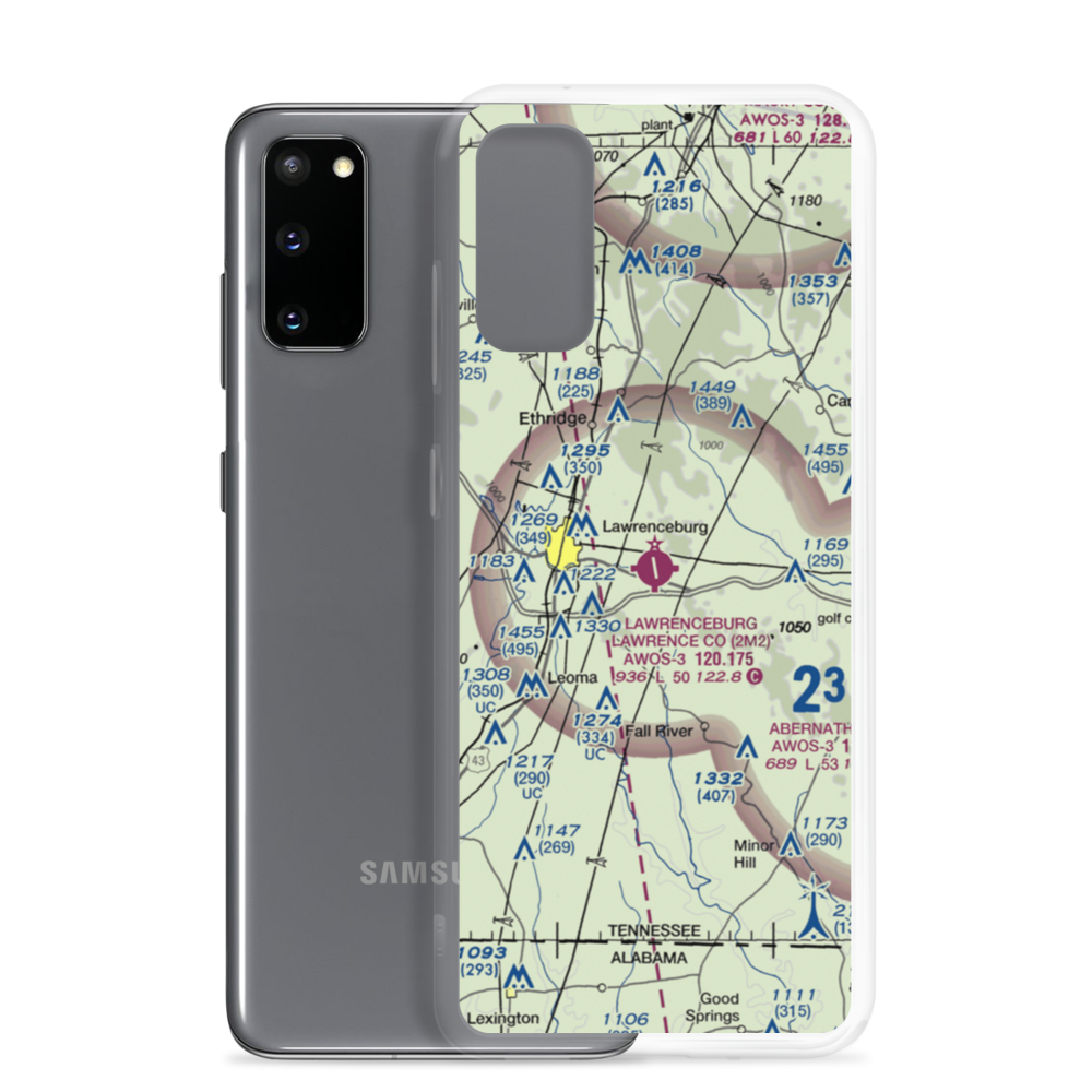Lawrenceburg Lawrence County Airport (2M2) VFR Sectional Samsung Case Samsung Galaxy S20 model shown