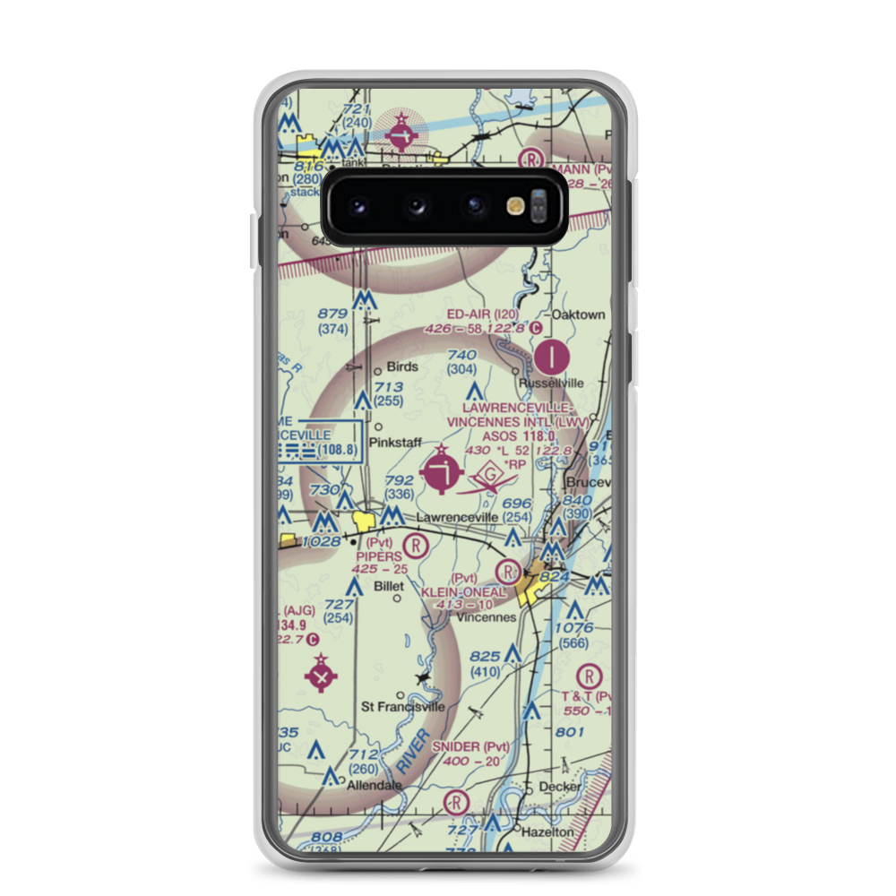 Lawrenceville Vincennes International Airport (LWV) VFR Sectional Samsung Case Samsung Galaxy S10 model shown
