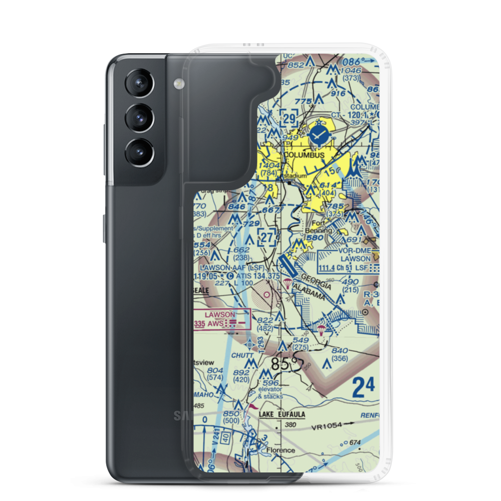 Lawson Army Air Field (Fort Benning) (LSF) VFR Sectional Samsung Case Samsung Galaxy S21 model shown