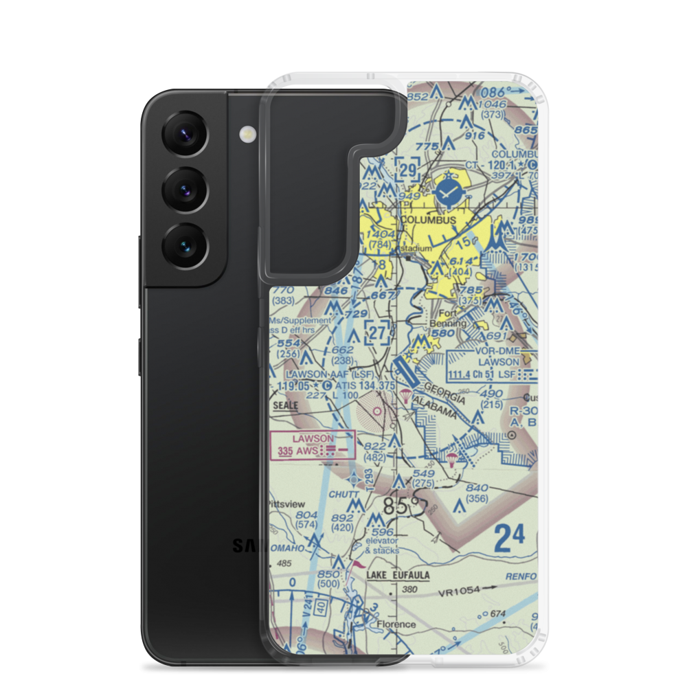 Lawson Army Air Field (Fort Benning) (LSF) VFR Sectional Samsung Case Samsung Galaxy S22 model shown