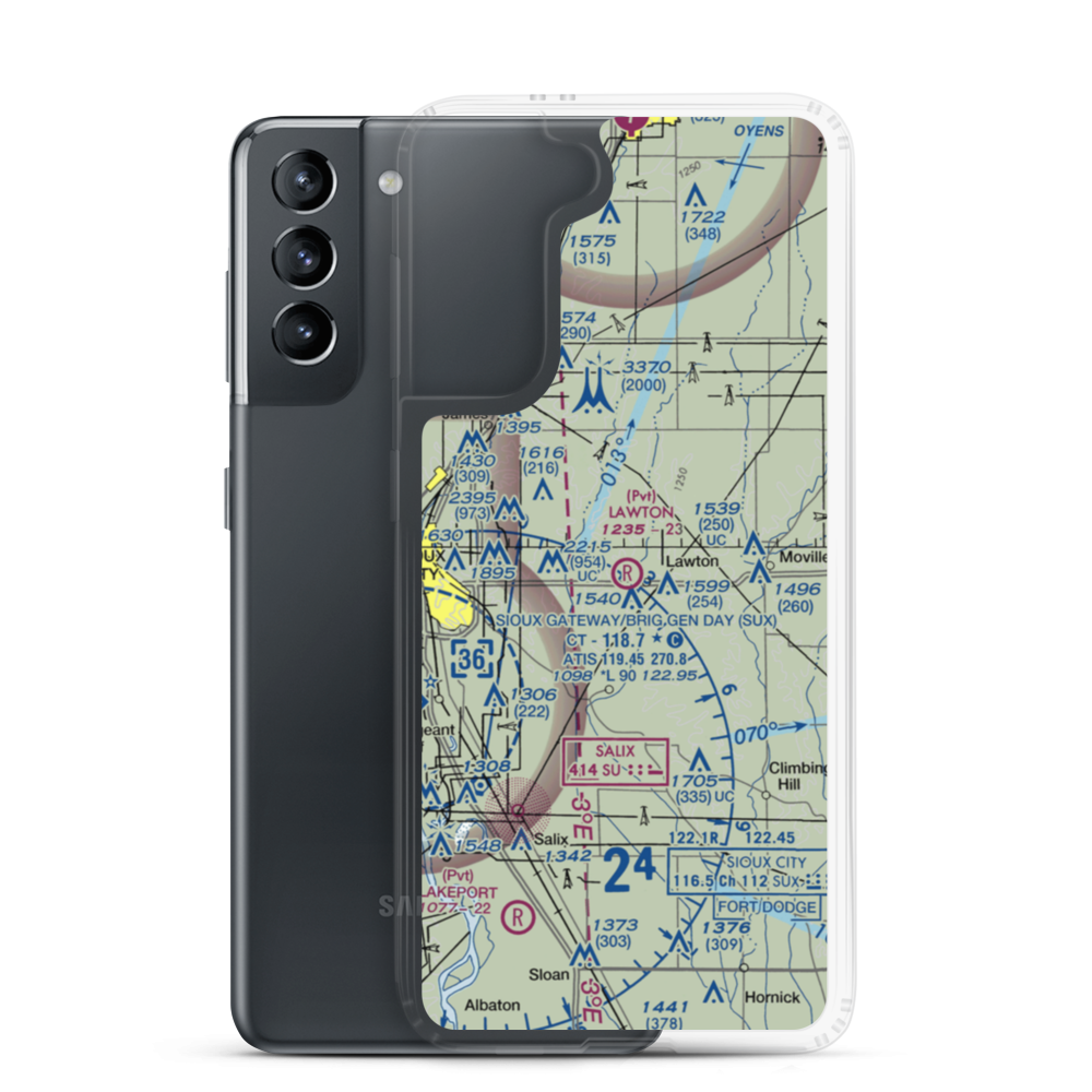 Lawton Airport (IA84) VFR Sectional Samsung Case Samsung Galaxy S21 model shown