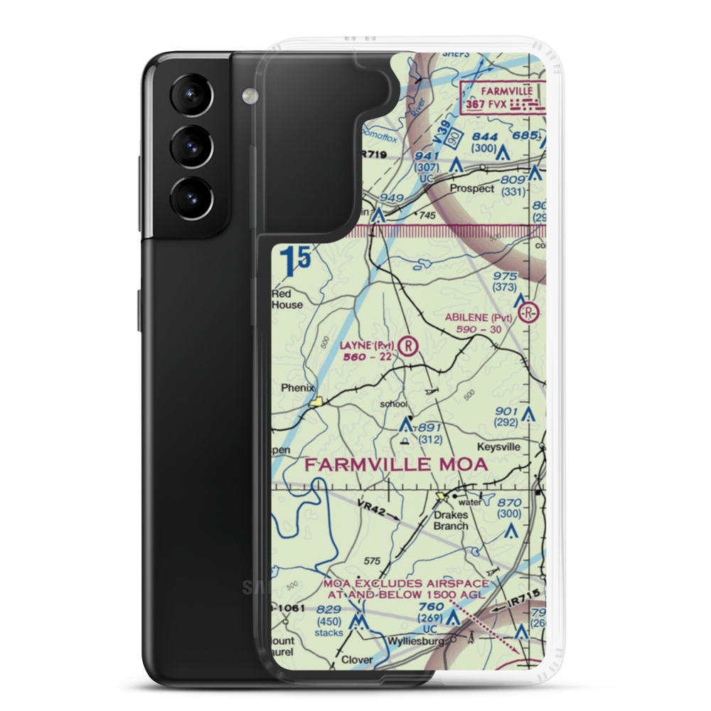 Layne Farm Airstrip (VA28) VFR Sectional Samsung Case Samsung Galaxy S21 Plus model shown