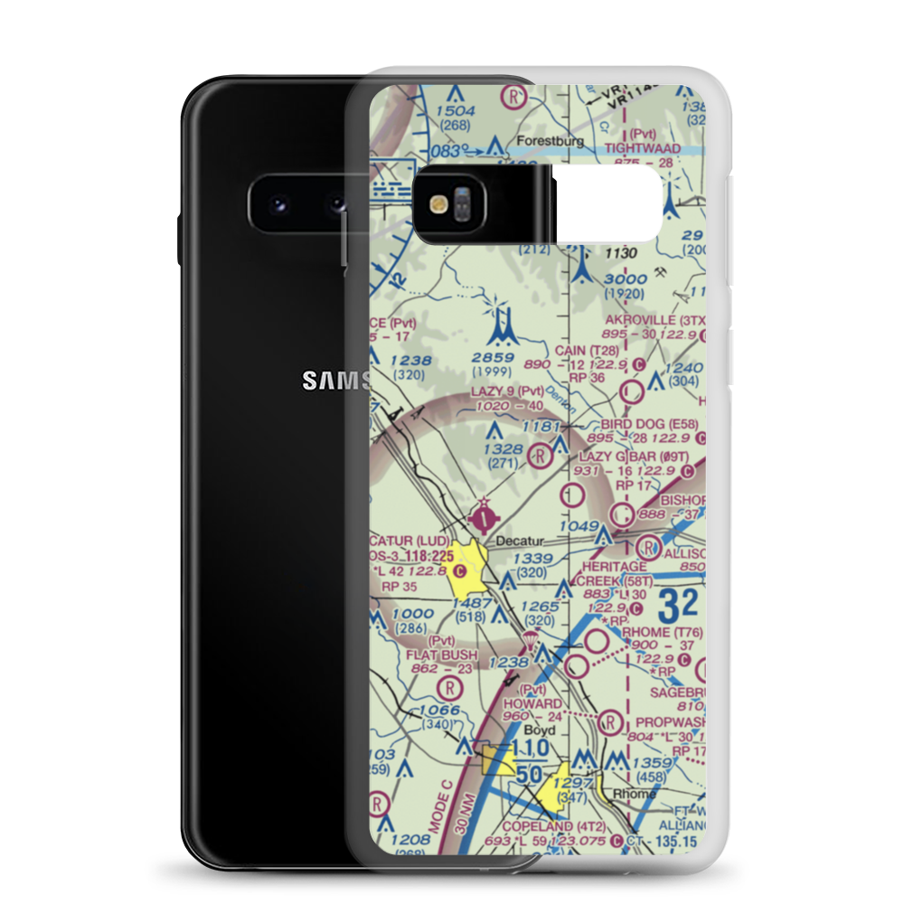 Lazy 9 Ranch Airport (TX64) VFR Sectional Samsung Case Samsung Galaxy S10 model shown