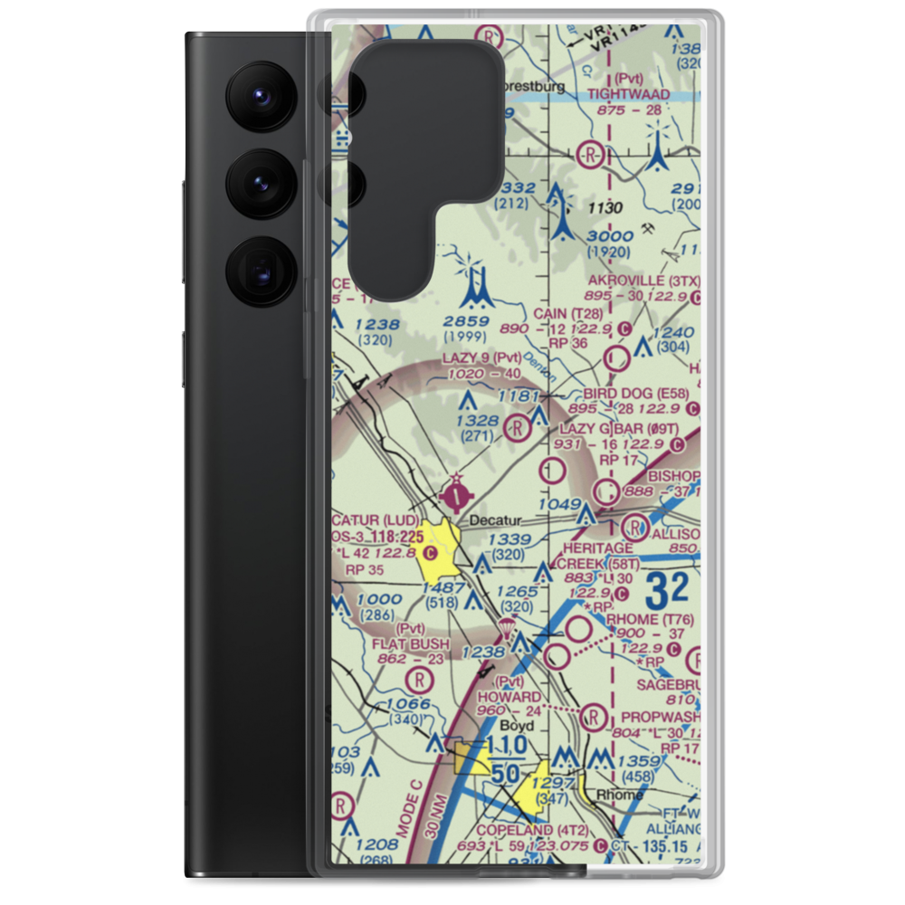 Lazy 9 Ranch Airport (TX64) VFR Sectional Samsung Case Samsung Galaxy S22 Ultra model shown
