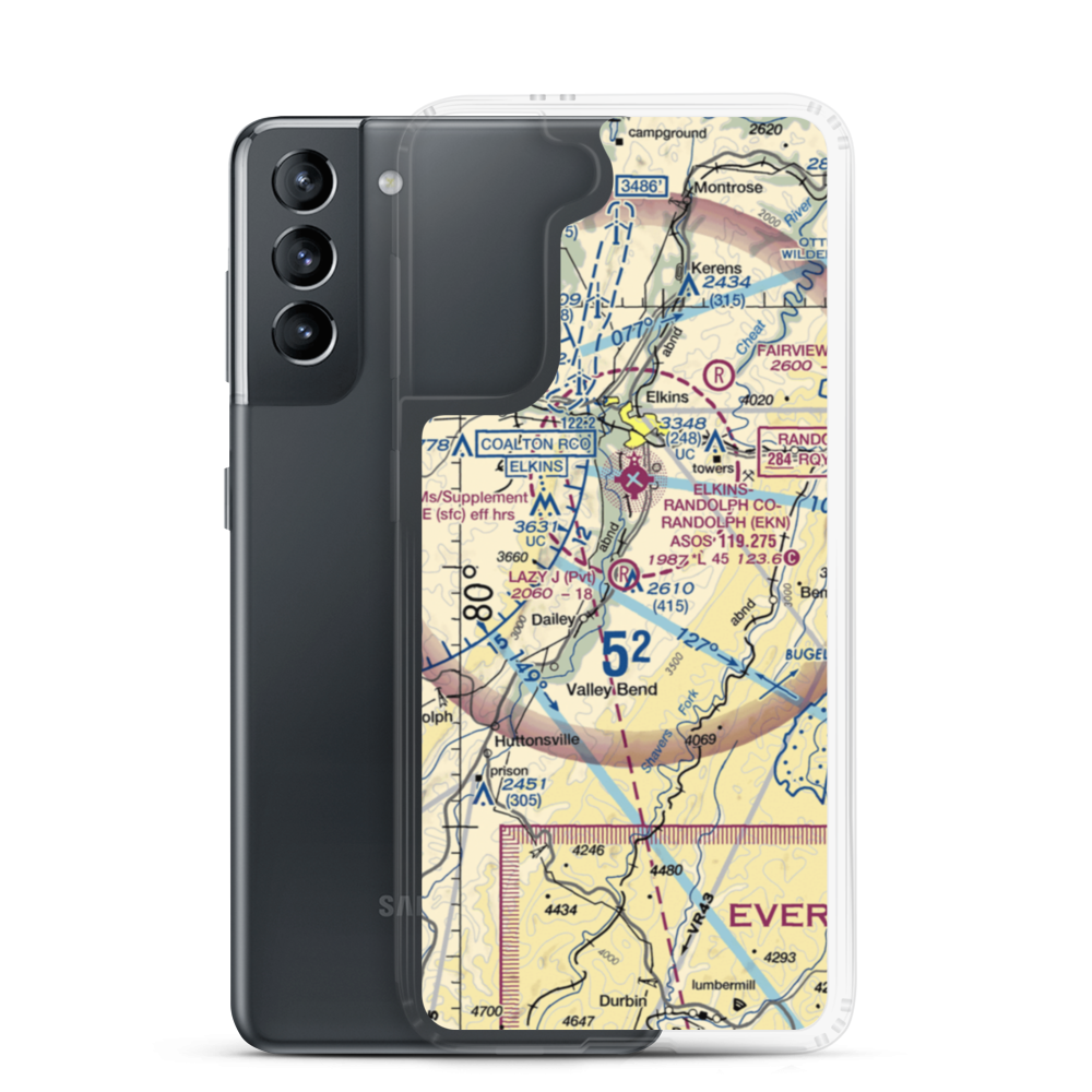 Lazy J. Aerodrome (00WV) VFR Sectional Samsung Case Samsung Galaxy S21 model shown