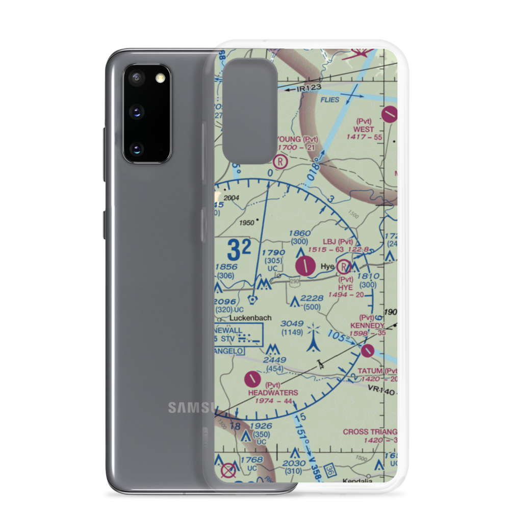 LBJ Ranch Airport (JCY) VFR Sectional Samsung Case Samsung Galaxy S20 model shown