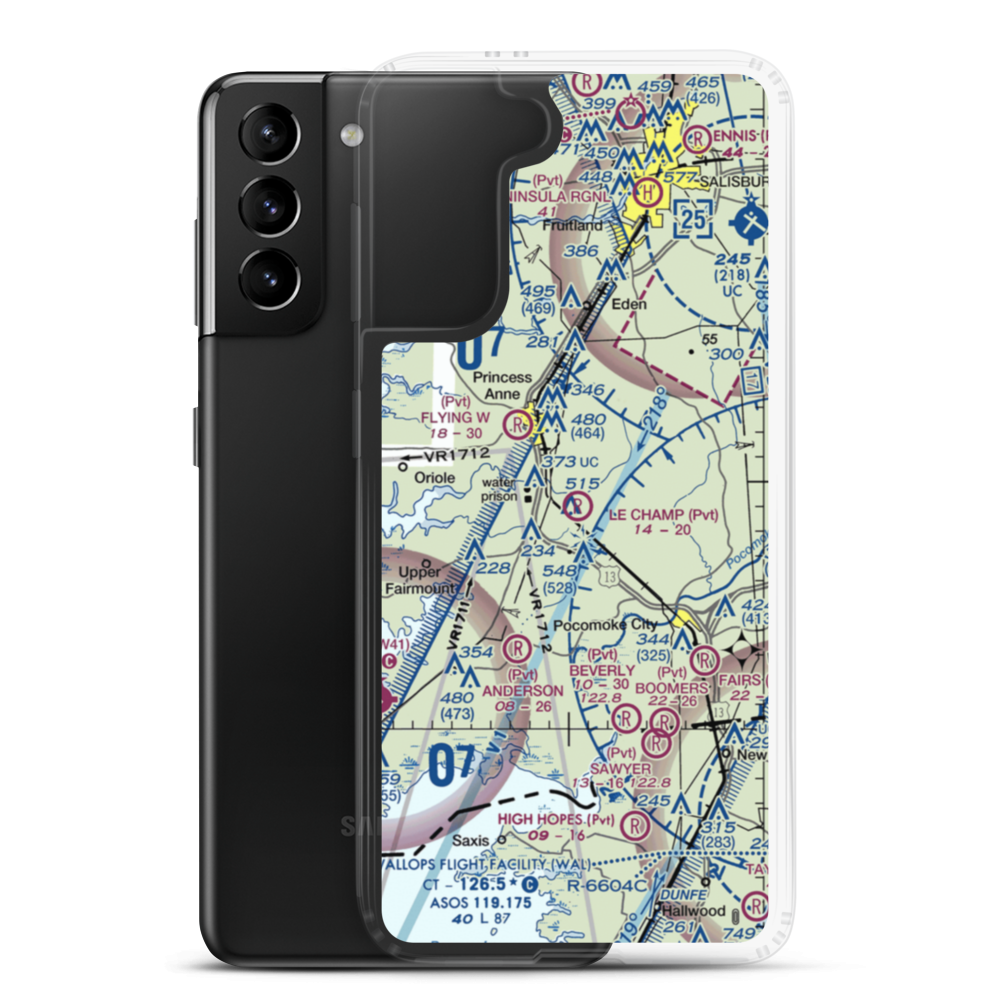 Le Champ Airport (48MD) VFR Sectional Samsung Case Samsung Galaxy S21 Plus model shown