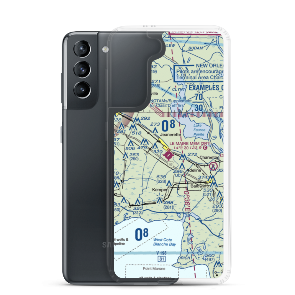 Le Maire Memorial Airport (2R1) VFR Sectional Samsung Case Samsung Galaxy S21 model shown