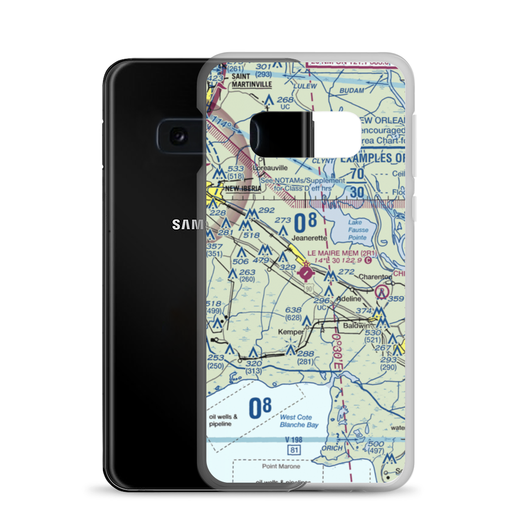 Le Maire Memorial Airport (2R1) VFR Sectional Samsung Case Samsung Galaxy S10e model shown