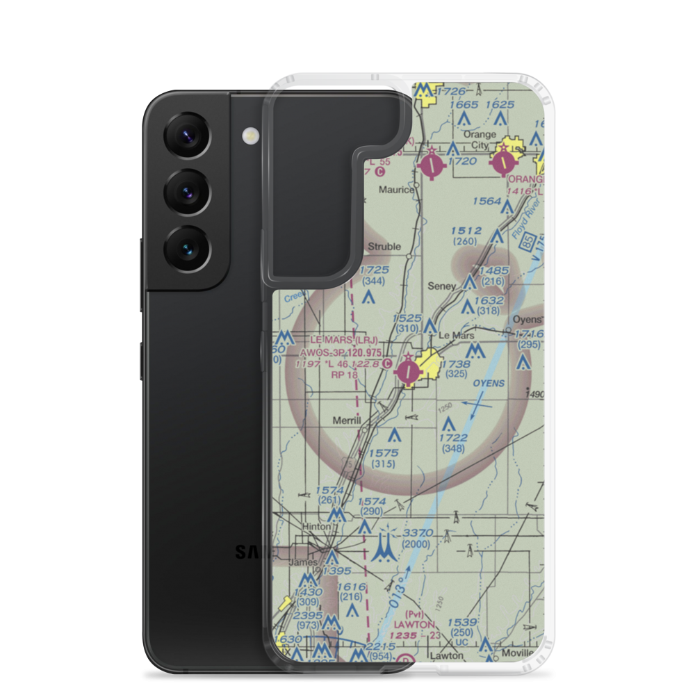 Le Mars Municipal Airport (LRJ) VFR Sectional Samsung Case Samsung Galaxy S22 model shown
