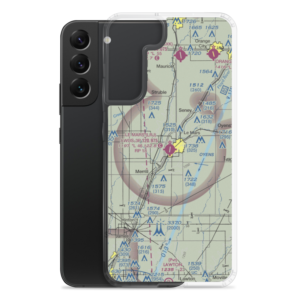 Le Mars Municipal Airport (LRJ) VFR Sectional Samsung Case Samsung Galaxy S22 Plus model shown