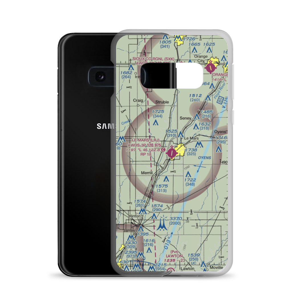 Le Mars Municipal Airport (LRJ) VFR Sectional Samsung Case Samsung Galaxy S10e model shown